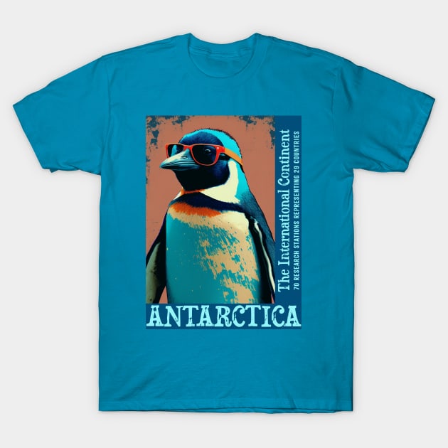 Antarctica Cute Penguin with Glasses Antarctic Science T-Shirt by Pine Hill Goods